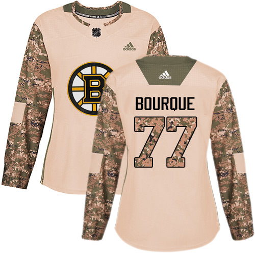 Women's Adidas Boston Bruins #77 Ray Bourque Authentic Camo Veterans Day Practice NHL Jersey