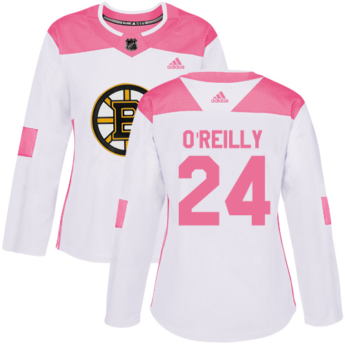 Women's Adidas Boston Bruins #24 Terry O'Reilly Authentic White/Pink Fashion NHL Jersey