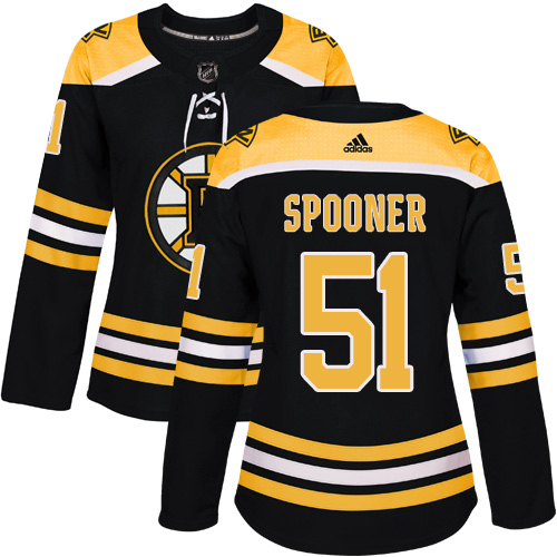 Women's Adidas Boston Bruins #51 Ryan Spooner Authentic Black Home NHL Jersey