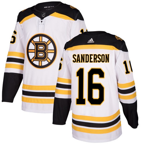 Youth Adidas Boston Bruins #16 Derek Sanderson Authentic White Away NHL Jersey