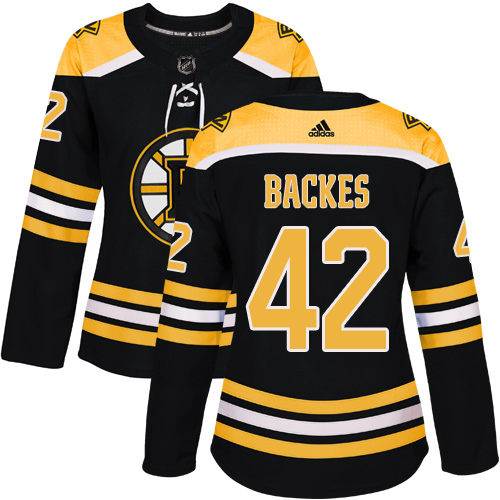 Women's Adidas Boston Bruins #42 David Backes Authentic Black Home NHL Jersey