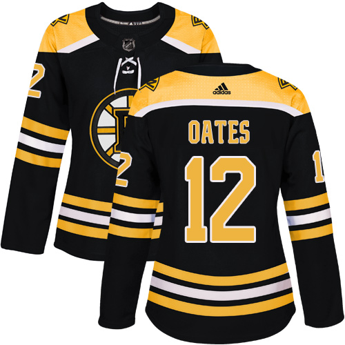 Women's Adidas Boston Bruins #12 Adam Oates Authentic Black Home NHL Jersey