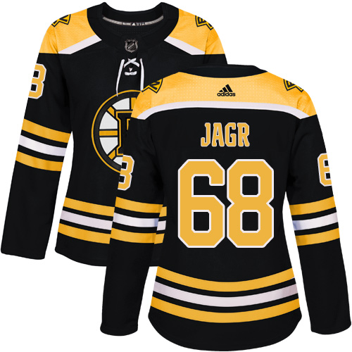 Women's Adidas Boston Bruins #68 Jaromir Jagr Authentic Black Home NHL Jersey
