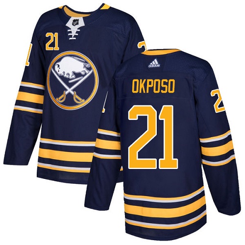 Men's Adidas Buffalo Sabres #21 Kyle Okposo Premier Navy Blue Home NHL Jersey