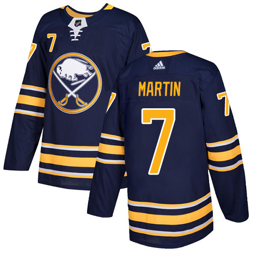 Men's Adidas Buffalo Sabres #7 Rick Martin Authentic Navy Blue Home NHL Jersey