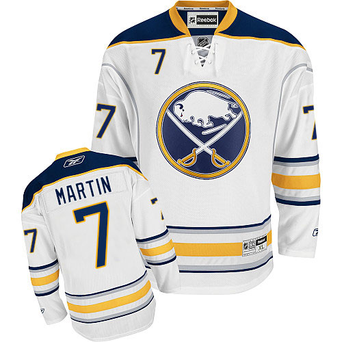 Men's Reebok Buffalo Sabres #7 Rick Martin Authentic White Away NHL Jersey