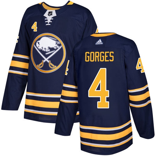 Men's Adidas Buffalo Sabres #4 Josh Gorges Authentic Navy Blue Home NHL Jersey