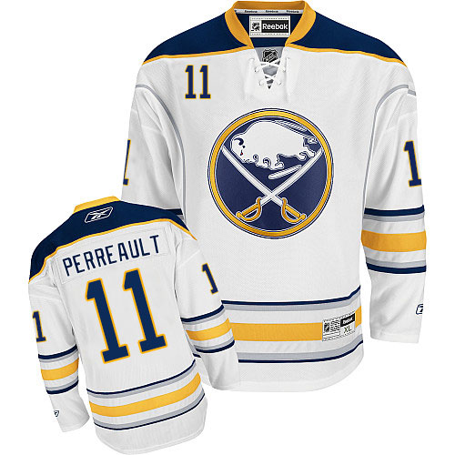 Men's Reebok Buffalo Sabres #11 Gilbert Perreault Authentic White Away NHL Jersey