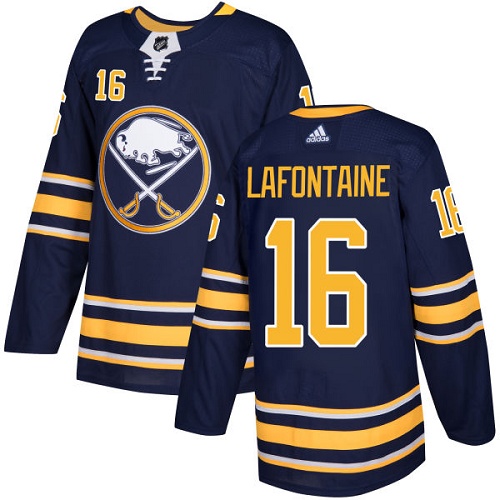 Men's Adidas Buffalo Sabres #16 Pat Lafontaine Authentic Navy Blue Home NHL Jersey