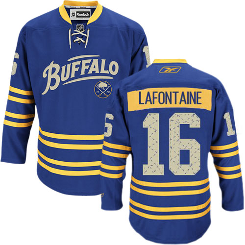 Men's Buffalo Sabres #16 Pat Lafontaine Fanatics Branded Navy Blue Home Breakaway NHL Jersey