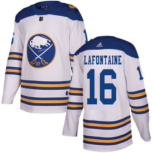 Men's Adidas Buffalo Sabres #16 Pat Lafontaine Authentic White 2018 Winter Classic NHL Jersey