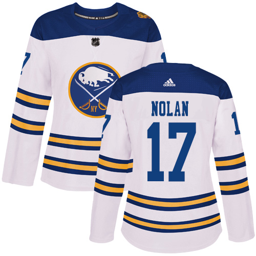 Women's Adidas Buffalo Sabres #17 Jordan Nolan Authentic White 2018 Winter Classic NHL Jersey