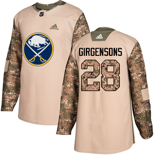 Men's Adidas Buffalo Sabres #28 Zemgus Girgensons Authentic Camo Veterans Day Practice NHL Jersey