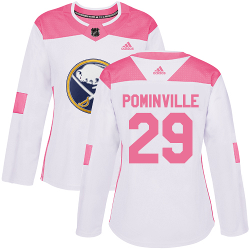 Women's Adidas Buffalo Sabres #29 Jason Pominville Authentic White/Pink Fashion NHL Jersey