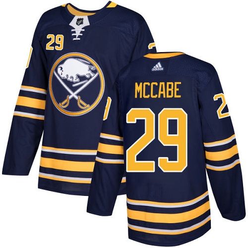 Men's Adidas Buffalo Sabres #19 Jake McCabe Premier Navy Blue Home NHL Jersey