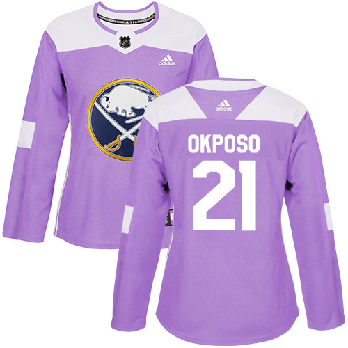 Women's Adidas Buffalo Sabres #21 Kyle Okposo Authentic Purple Fights Cancer Practice NHL Jersey