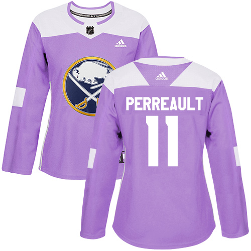 Women's Adidas Buffalo Sabres #11 Gilbert Perreault Authentic Purple Fights Cancer Practice NHL Jersey