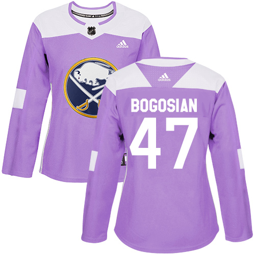 Women's Adidas Buffalo Sabres #47 Zach Bogosian Authentic Purple Fights Cancer Practice NHL Jersey