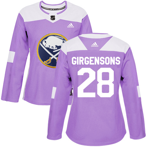 Women's Adidas Buffalo Sabres #28 Zemgus Girgensons Authentic Purple Fights Cancer Practice NHL Jersey