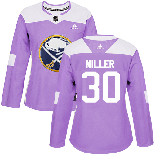 Women's Adidas Buffalo Sabres #30 Ryan Miller Authentic Purple Fights Cancer Practice NHL Jersey