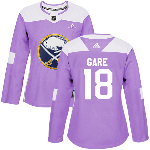 Women's Adidas Buffalo Sabres #18 Danny Gare Authentic Purple Fights Cancer Practice NHL Jersey