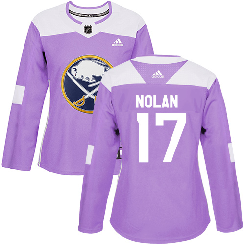 Women's Adidas Buffalo Sabres #17 Jordan Nolan Authentic Purple Fights Cancer Practice NHL Jersey