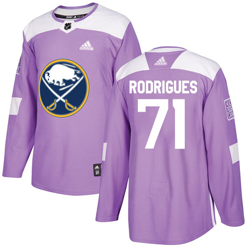 Men's Adidas Buffalo Sabres #71 Evan Rodrigues Authentic Purple Fights Cancer Practice NHL Jersey