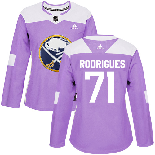 Women's Adidas Buffalo Sabres #71 Evan Rodrigues Authentic Purple Fights Cancer Practice NHL Jersey
