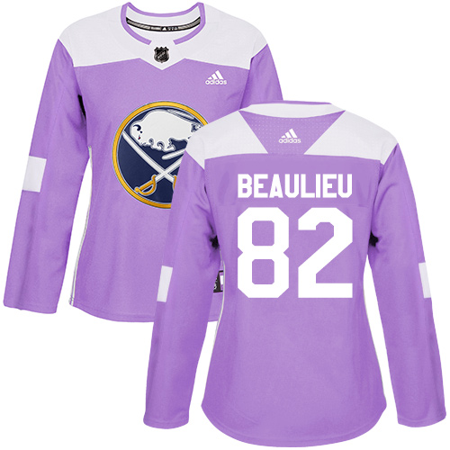 Women's Adidas Buffalo Sabres #82 Nathan Beaulieu Authentic Purple Fights Cancer Practice NHL Jersey
