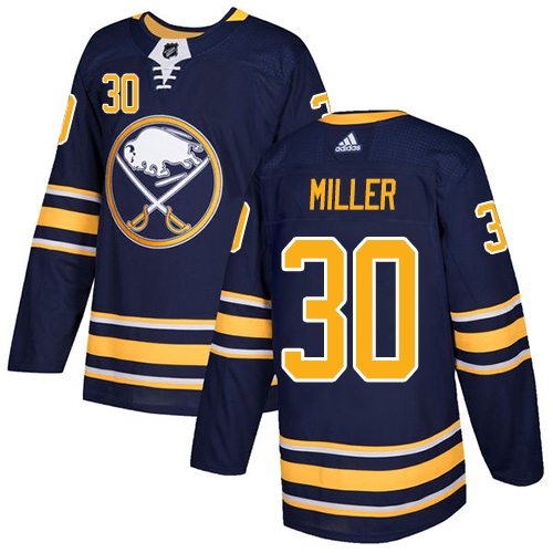 Men's Adidas Buffalo Sabres #30 Ryan Miller Authentic Navy Blue Home NHL Jersey
