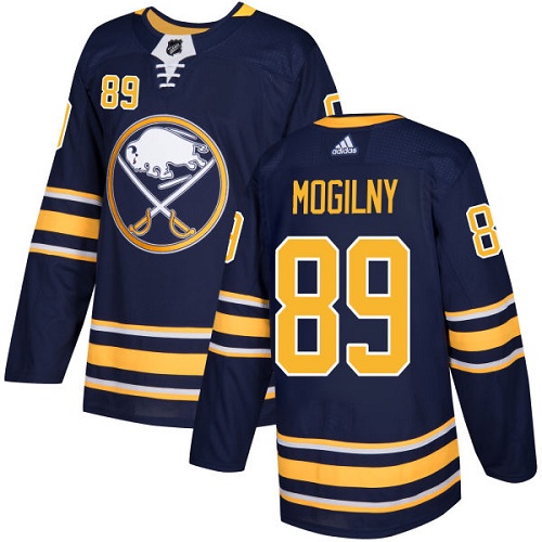 Men's Adidas Buffalo Sabres #89 Alexander Mogilny Authentic Navy Blue Home NHL Jersey
