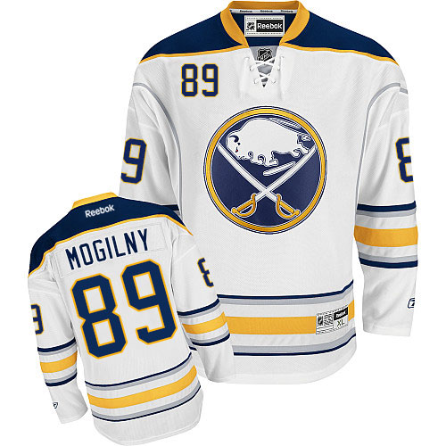 Men's Reebok Buffalo Sabres #89 Alexander Mogilny Authentic White Away NHL Jersey