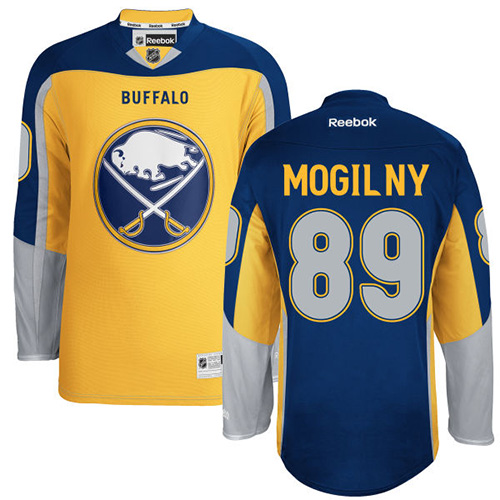 Men's Reebok Buffalo Sabres #89 Alexander Mogilny Authentic Gold New Third NHL Jersey