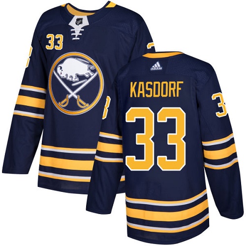 Men's Adidas Buffalo Sabres #33 Jason Kasdorf Authentic Navy Blue Home NHL Jersey