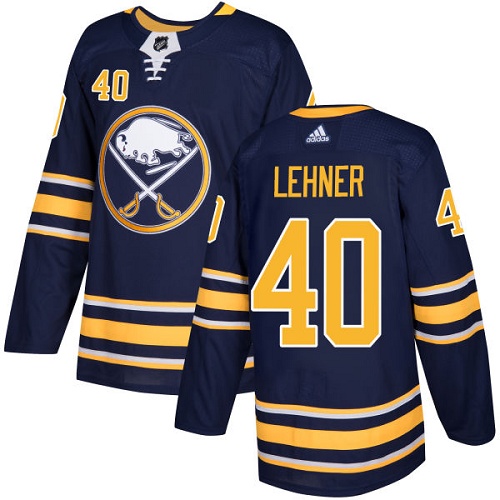 Men's Adidas Buffalo Sabres #40 Robin Lehner Authentic Navy Blue Home NHL Jersey