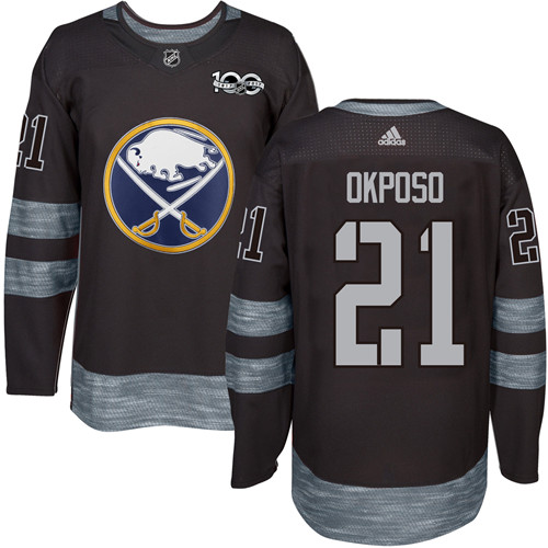 Men's Adidas Buffalo Sabres #21 Kyle Okposo Authentic Black 1917-2017 100th Anniversary NHL Jersey
