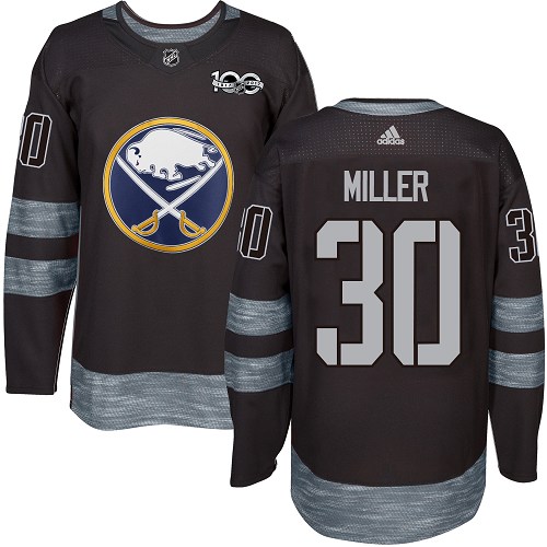 Men's Adidas Buffalo Sabres #30 Ryan Miller Premier Black 1917-2017 100th Anniversary NHL Jersey