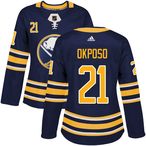 Women's Adidas Buffalo Sabres #21 Kyle Okposo Authentic Navy Blue Home NHL Jersey