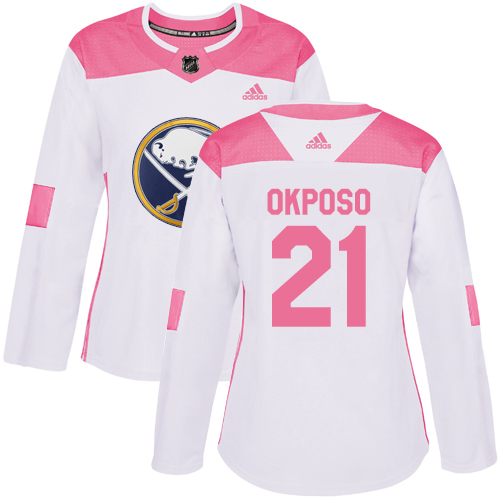 Women's Adidas Buffalo Sabres #21 Kyle Okposo Authentic White/Pink Fashion NHL Jersey