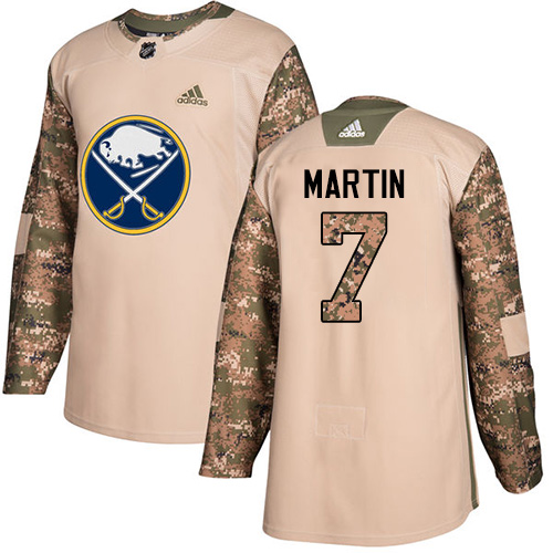 Youth Adidas Buffalo Sabres #7 Rick Martin Authentic Camo Veterans Day Practice NHL Jersey