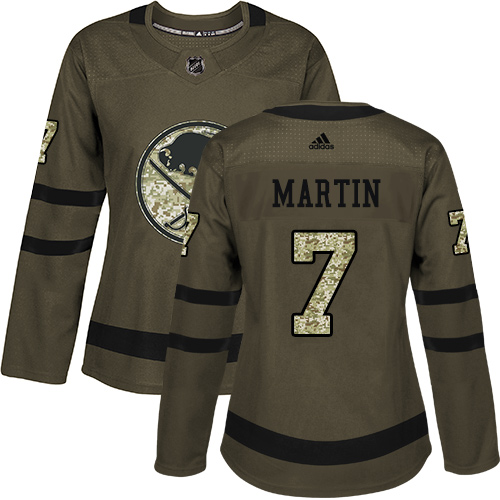 Women's Adidas Buffalo Sabres #7 Rick Martin Authentic Green Salute to Service NHL Jersey