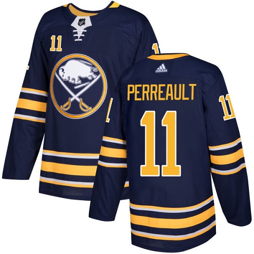 Youth Adidas Buffalo Sabres #11 Gilbert Perreault Premier Navy Blue Home NHL Jersey