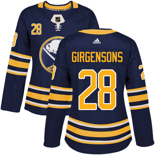 Women's Adidas Buffalo Sabres #28 Zemgus Girgensons Authentic Navy Blue Home NHL Jersey