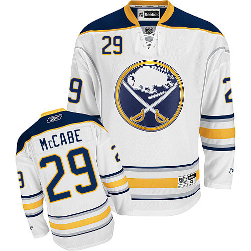 Youth Reebok Buffalo Sabres #19 Jake McCabe Authentic White Away NHL Jersey