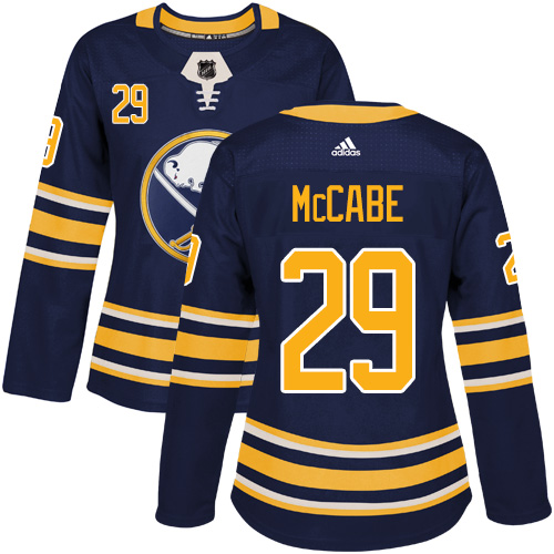Women's Adidas Buffalo Sabres #19 Jake McCabe Authentic Navy Blue Home NHL Jersey