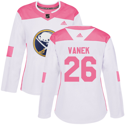 Women's Adidas Buffalo Sabres #26 Thomas Vanek Authentic White/Pink Fashion NHL Jersey