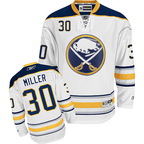Youth Reebok Buffalo Sabres #30 Ryan Miller Authentic White Away NHL Jersey