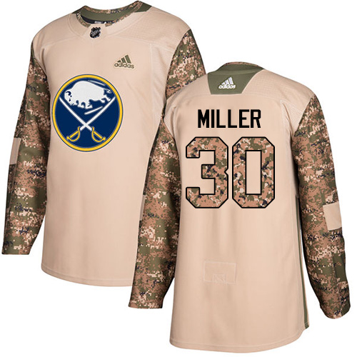 Youth Adidas Buffalo Sabres #30 Ryan Miller Authentic Camo Veterans Day Practice NHL Jersey