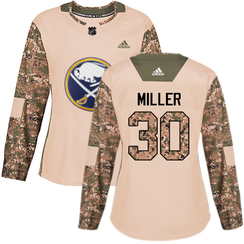 Women's Adidas Buffalo Sabres #30 Ryan Miller Authentic Camo Veterans Day Practice NHL Jersey