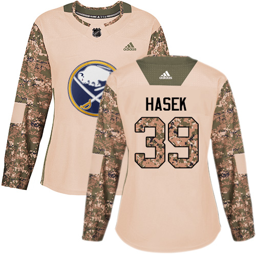 Women's Adidas Buffalo Sabres #39 Dominik Hasek Authentic Camo Veterans Day Practice NHL Jersey